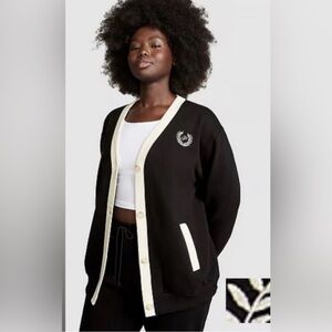 Victoria’s Secret Pink Women Premium Fleece Varsity BF Cardigan embroiderd Logo